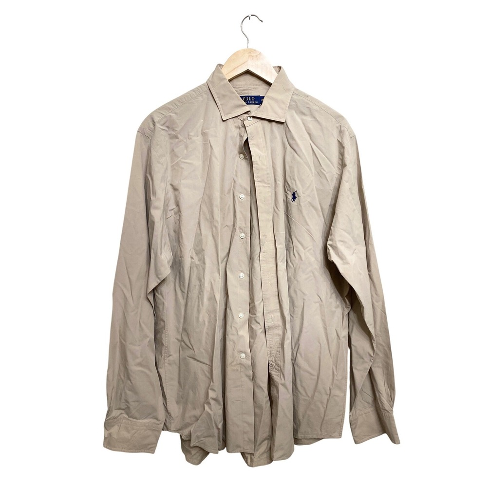 Polo Ralph Lauren Mens XL Tan Khaki Long Sleeve Button Down Pony Logo Shirt
